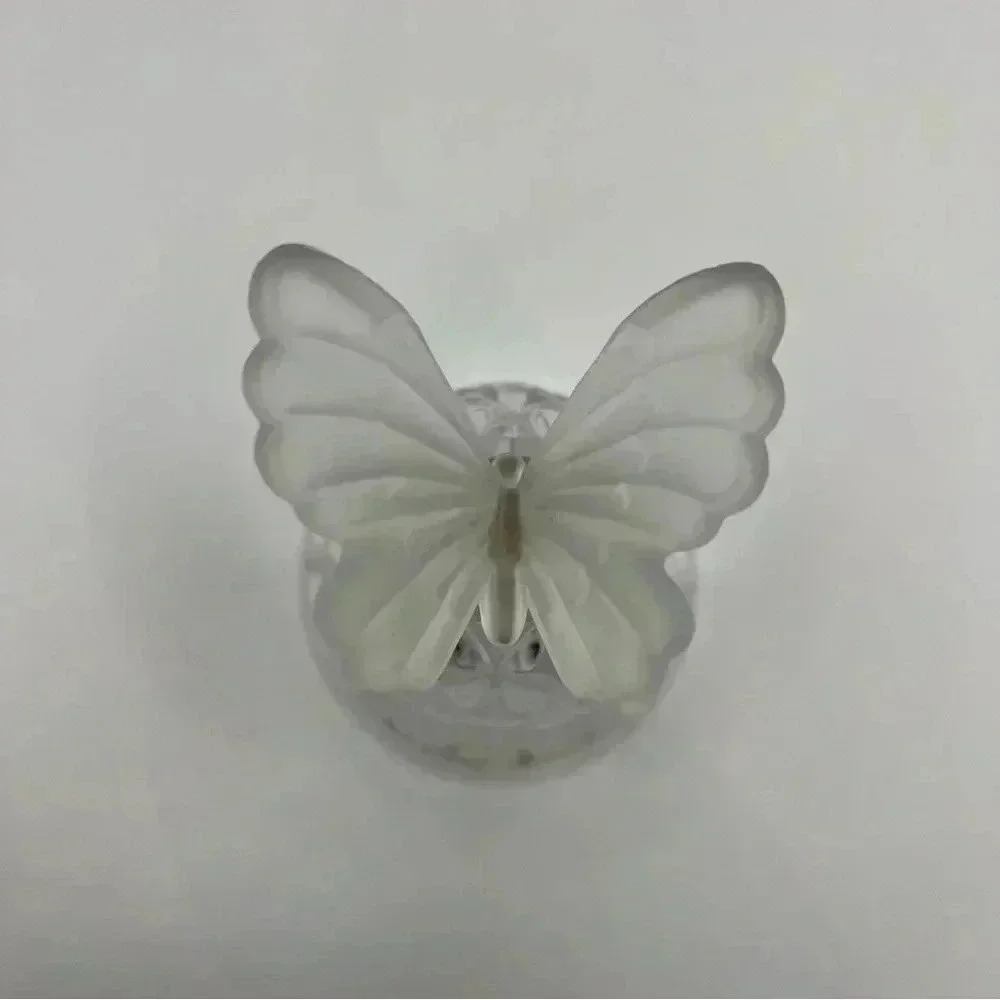 Vintage Crystal Butterfly Bell Hofbaur Germany Frosted 5” Etched - Picture 4 of 5